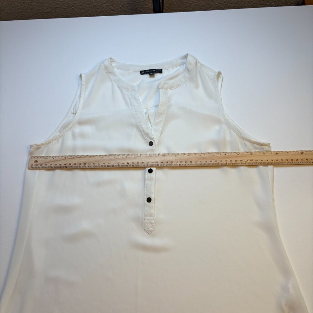 Adrianna Papell Sleeveless Henley Blouse Ivory White Small - Picture 5 of 8